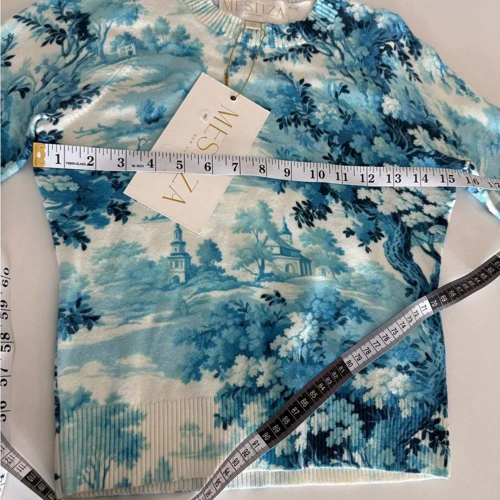 NWT Mestiza Phoebe Blue Toile Scenic Knit Sweater Storybook - Picture 11 of 11